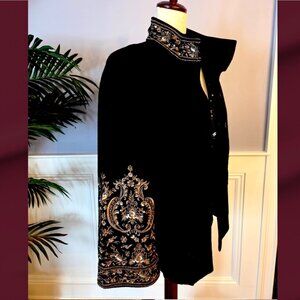 Chicos Embellished Wool Blend Jacket With Embellishments on Sleeve & Collar!